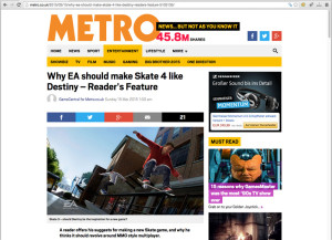 Article about Skate 4 on Metro.co.uk